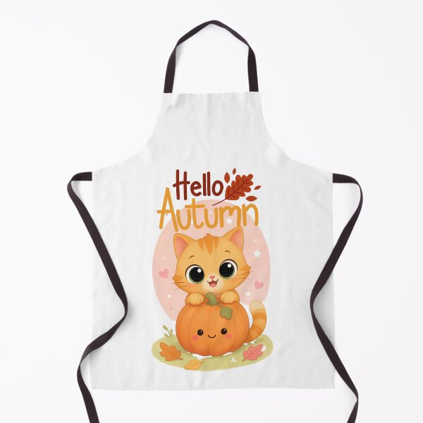 Item preview, Cute Kawaii Cat with Autumn Pumpkin designed and sold by Inka Moon Design.