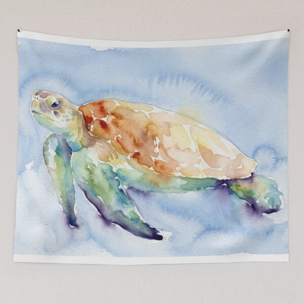 Item preview, Sea Turtle Watercolor, Rust and Teal designed and sold by caracatita75.