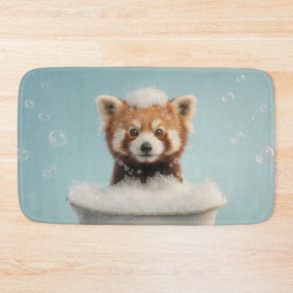 Item preview, Baby Red Panda Bubble Bath Cute Nursery Bathroom Wall Art designed and sold by LazyOwlStore.
