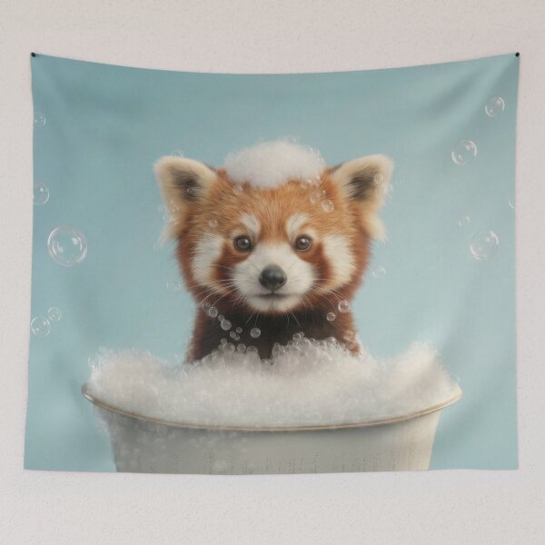 Item preview, Baby Red Panda Bubble Bath Cute Nursery Bathroom Wall Art designed and sold by LazyOwlStore.