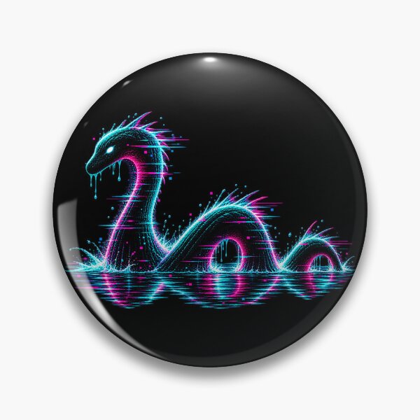 Item preview, Lochness Monster – Neon Glitch Cryptid designed and sold by JupiterGlitchEmpire.