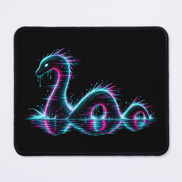 Item preview, Lochness Monster – Neon Glitch Cryptid designed and sold by JupiterGlitchEmpire.