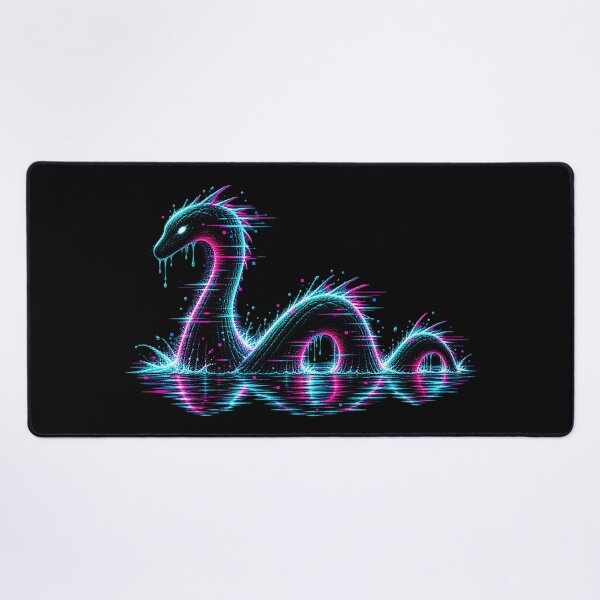 Item preview, Lochness Monster – Neon Glitch Cryptid designed and sold by JupiterGlitchEmpire.