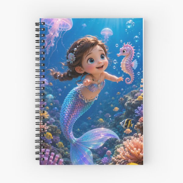 Item preview, Cute Baby Mermaid with Seahorse – Magical Underwater Ocean Fantasy Art designed and sold by Bhaskar Digital Art.