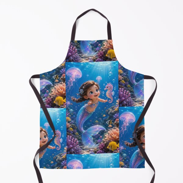 Item preview, Cute Baby Mermaid with Seahorse – Magical Underwater Ocean Fantasy Art designed and sold by Bhaskar Digital Art.