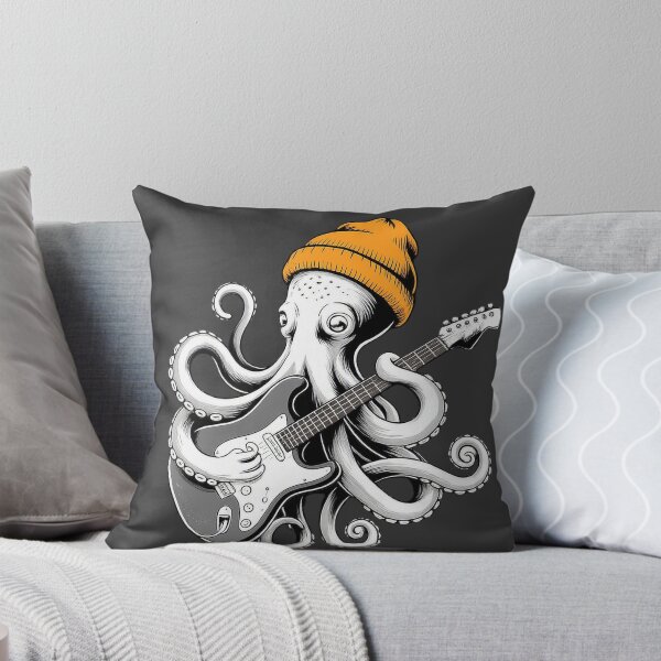 Item preview, Rockstar Octopus with Guitar and Orange Beanie – Music Sea Art designed and sold by ZyxDes.
