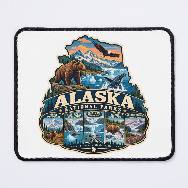 Item preview, Alaska National Parks Vintage Map Badge Denali Kenai Fjords Katmai Glacier Bay designed and sold by LittleArij.