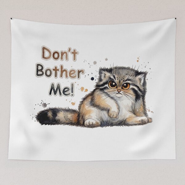 Item preview, Don't Bother Me - Grumpy Watercolor Pallas Cat designed and sold by PawtopiaArt.
