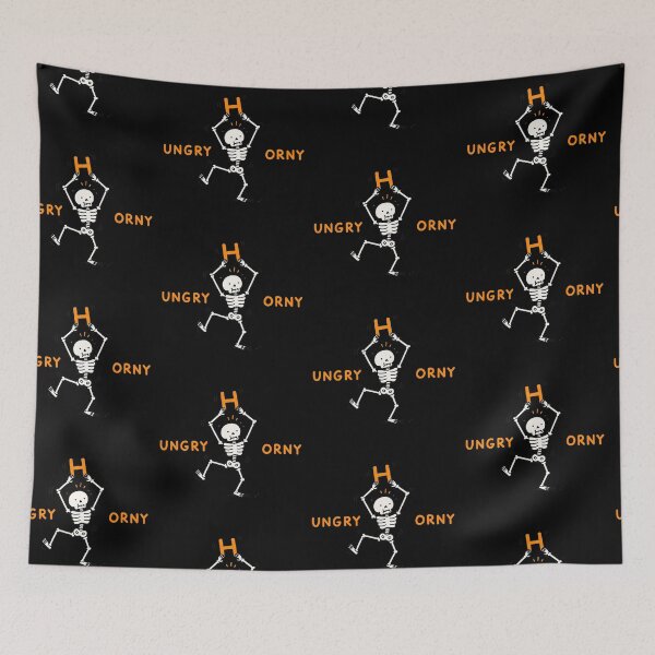 Item preview, Hungry Or Horny Skeleton Halloween designed and sold by MonkiFlipp.