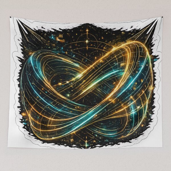 Item preview, Cyberpunk Infinity Loop Golden Cosmic Art designed and sold by RiteshCenter .