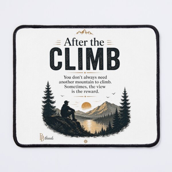 Item preview, After the Climb – Sometimes the View Is the Reward | Mountain Hiking Inspirational Quote designed and sold by DesignerThreads.