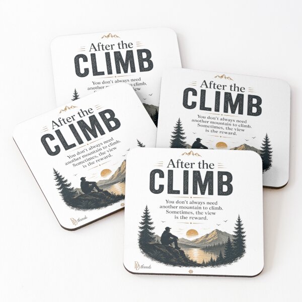 Item preview, After the Climb – Sometimes the View Is the Reward | Mountain Hiking Inspirational Quote designed and sold by DesignerThreads.