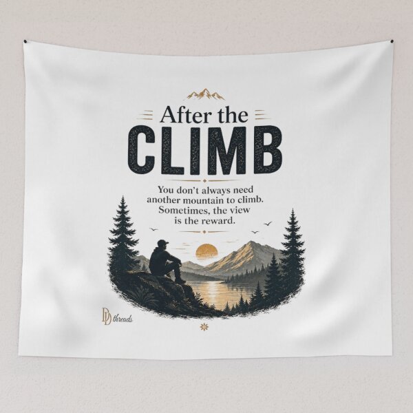 Item preview, After the Climb – Sometimes the View Is the Reward | Mountain Hiking Inspirational Quote designed and sold by DesignerThreads.