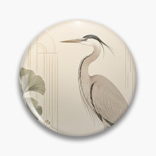 Item preview, Quiet Heron – Minimal Art Deco Nature Design designed and sold by Coverify.