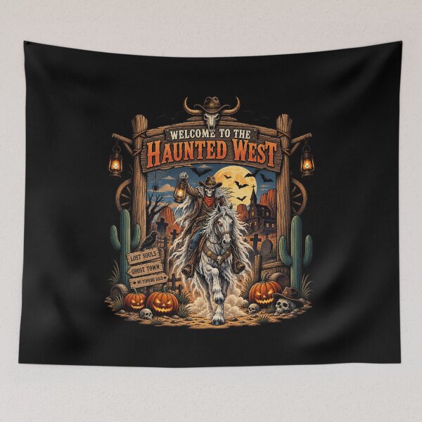 Item preview, Haunted West Skeleton Cowboy Halloween Western designed and sold by afr-saad.