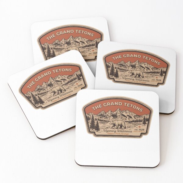 Item preview, The Grand Tetons Wyoming Wilderness Vintage Grizzly Bear Mountain Badge designed and sold by LittleArij.
