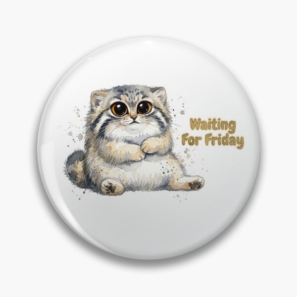 Item preview, Waiting For Friday - Cute Watercolor Pallas Cat designed and sold by PawtopiaArt.