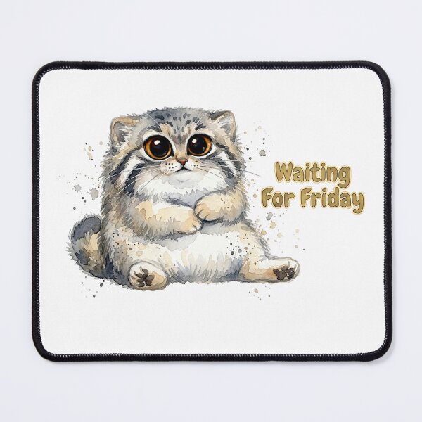Item preview, Waiting For Friday - Cute Watercolor Pallas Cat designed and sold by PawtopiaArt.