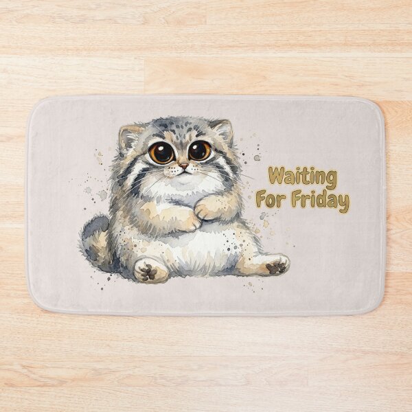 Item preview, Waiting For Friday - Cute Watercolor Pallas Cat designed and sold by PawtopiaArt.