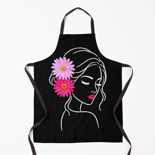 Item preview, Floral Woman Girl Face Closed Eyes Eyelashes  Line Art with Pink Daisies Shapes Mania designed and sold by Shapes-Mania.