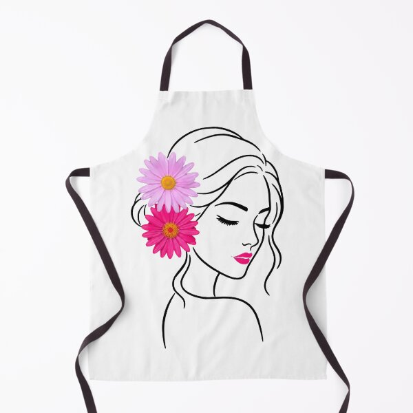 Item preview, Floral Woman Girl Face Closed Eyes Eyelashes Line Art with Pink Daisies 2 Shapes Mania designed and sold by Shapes-Mania.