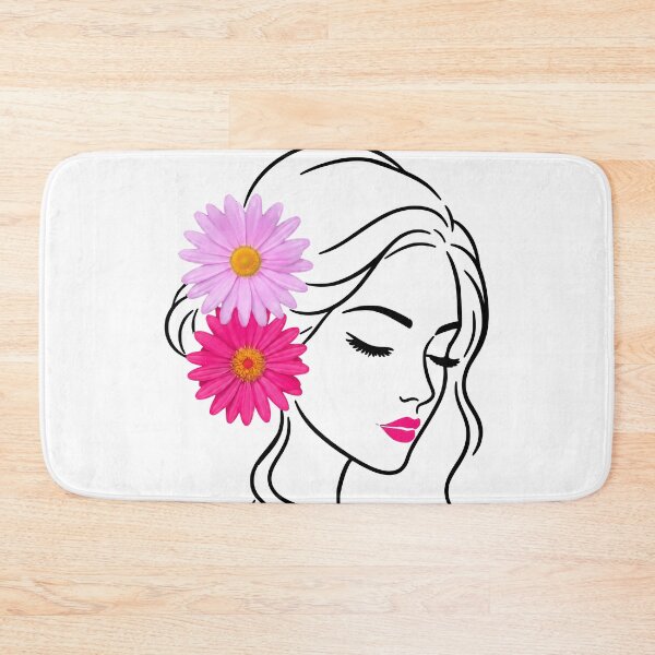 Item preview, Floral Woman Girl Face Line Art with Pink Daisies 2 Shapes Mania designed and sold by Shapes-Mania.