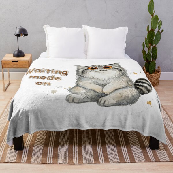 Item preview, Watercolor Pallas Cat Waiting Mode On designed and sold by PawtopiaArt.