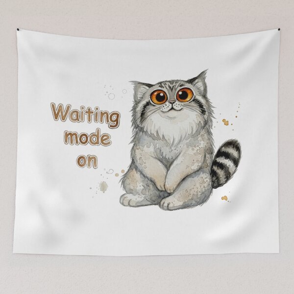 Item preview, Watercolor Pallas Cat Waiting Mode On designed and sold by PawtopiaArt.