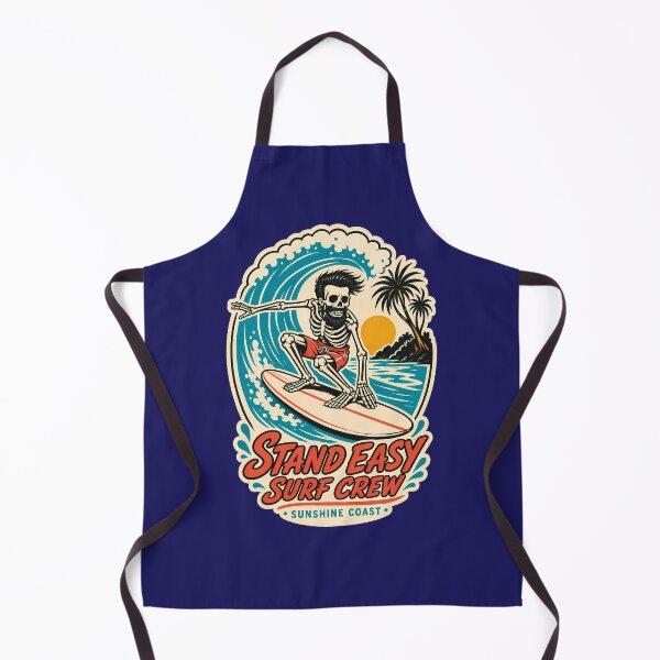Item preview, Stand Easy Surf Crew Retro Surfing Skeleton Crouching Tube designed and sold by Bombergirls.