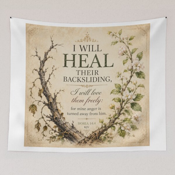 Item preview, Hosea 14:4 Bible Verse Vintage Botanical Restoration designed and sold by FunFitLife Studio.