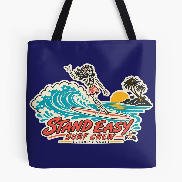 Item preview, Stand Easy Surf Crew Retro Skeleton Surfer Girl Noosa  designed and sold by Bombergirls.