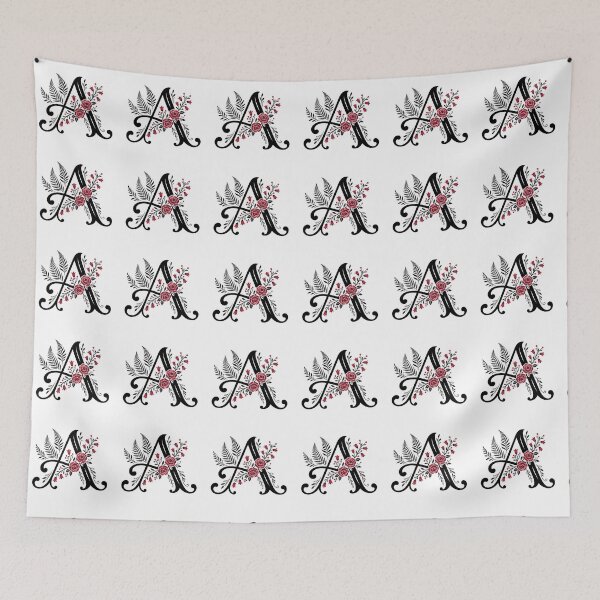 Item preview, Black and red Floral Letter A Botanical Monogram designed and sold by ITCHAWAWAA.