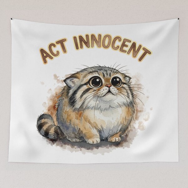 Item preview, Watercolor Pallas Cat Act Innocent designed and sold by PawtopiaArt.