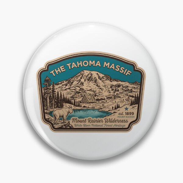 Item preview, Mount Rainier Tahoma Massif Washington Vintage Mountain Goat Alpine Badge designed and sold by LittleArij.
