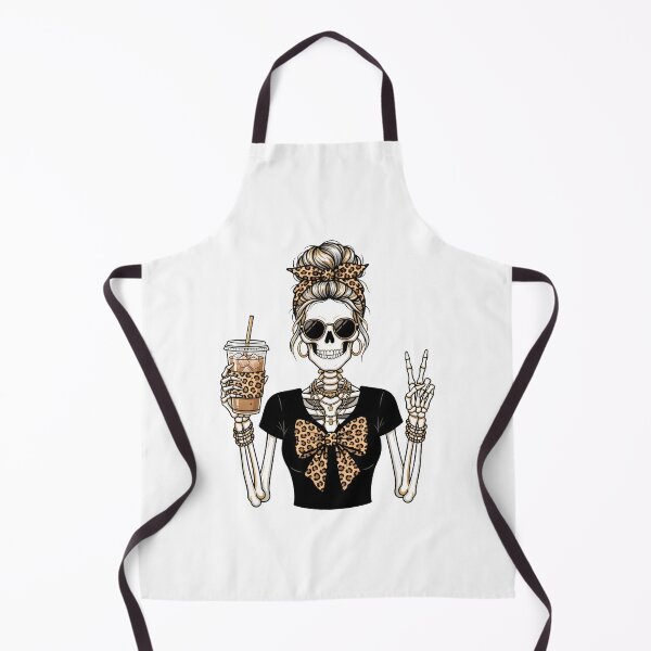 Item preview, Skeleton Mom Iced Coffee Leopard Messy Bun Halloween. designed and sold by MyHappyArtShop.