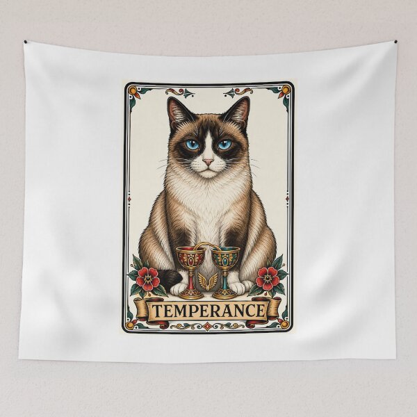 Item preview, Temperance Tarot Cat Snowshoe Winged Chalices designed and sold by Old's Cool Cat Studio.