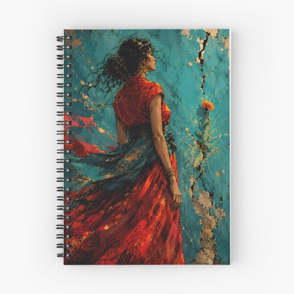 Item preview, The Flower in the Wall – Woman in Red & Turquoise designed and sold by bauschberts.