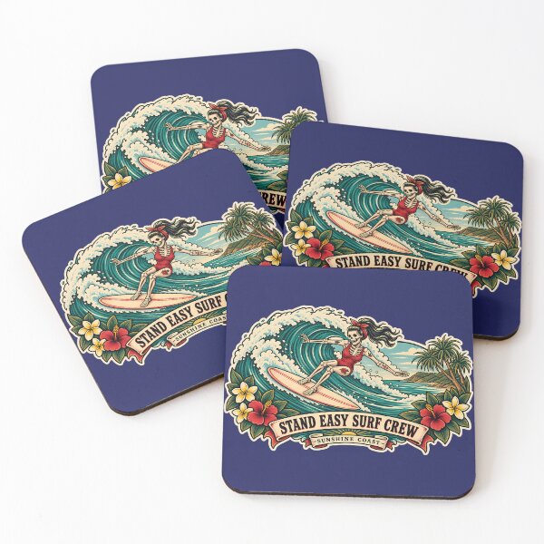 Item preview, Stand Easy Surf Crew - Vintage Surfing Skeleton Girl and Shaka - Noosa designed and sold by Bombergirls.