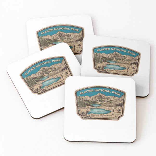 Item preview, Glacier National Park Montana Vintage St Mary Lake Grizzly Bear Badge designed and sold by LittleArij.