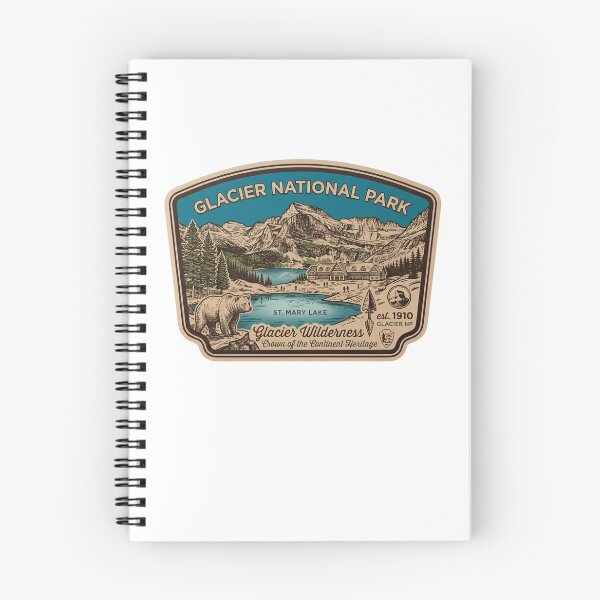 Item preview, Glacier National Park Montana Vintage St Mary Lake Grizzly Bear Badge designed and sold by LittleArij.