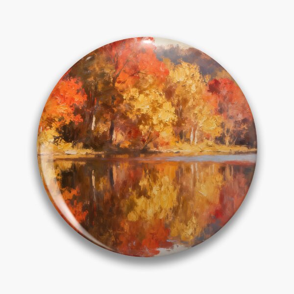 Item preview, Calm Autumn Lake Reflection Nature Painting designed and sold by ArtAmbience.