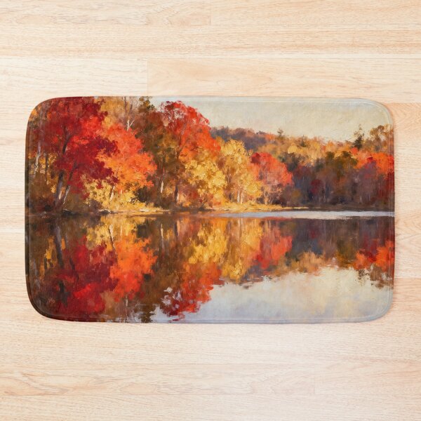 Item preview, Calm Autumn Lake Reflection Nature Painting designed and sold by ArtAmbience.