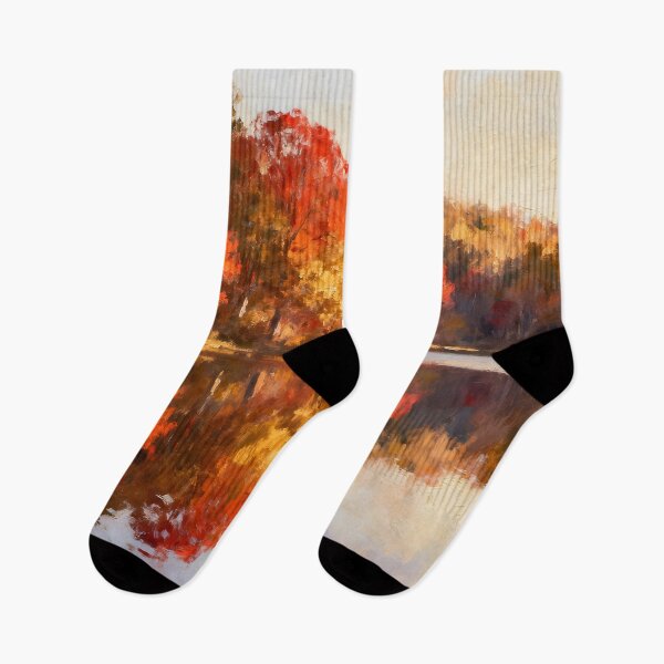 Item preview, Calm Autumn Lake Reflection Nature Painting designed and sold by ArtAmbience.