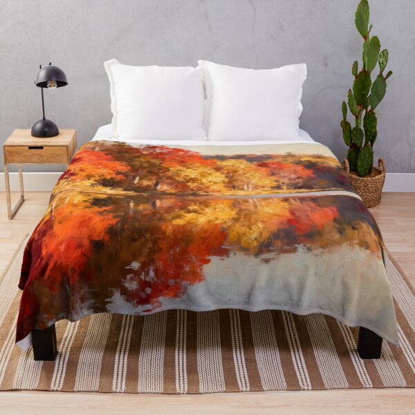 Item preview, Calm Autumn Lake Reflection Nature Painting designed and sold by ArtAmbience.