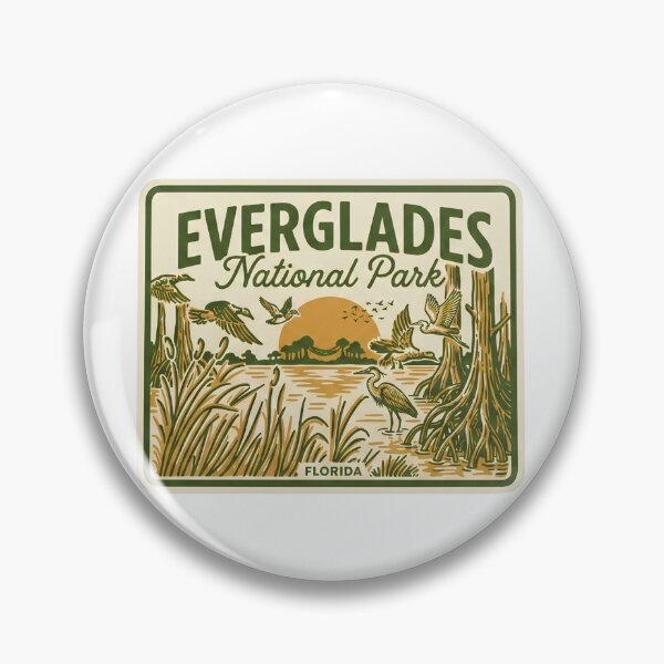 Item preview, Everglades National Park Florida Vintage Wetland Mangrove Birds Badge designed and sold by LittleArij.