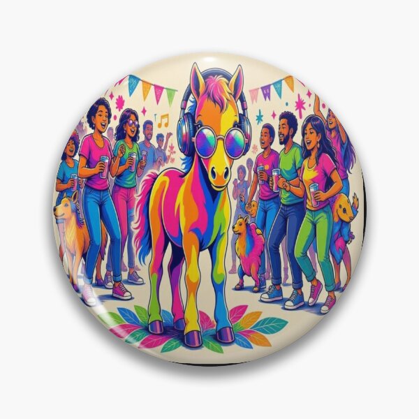 Item preview, Cool Rainbow Horse with Headphones at Music Party Pop Art - Tugy designed and sold by Breezes-of-Ida.