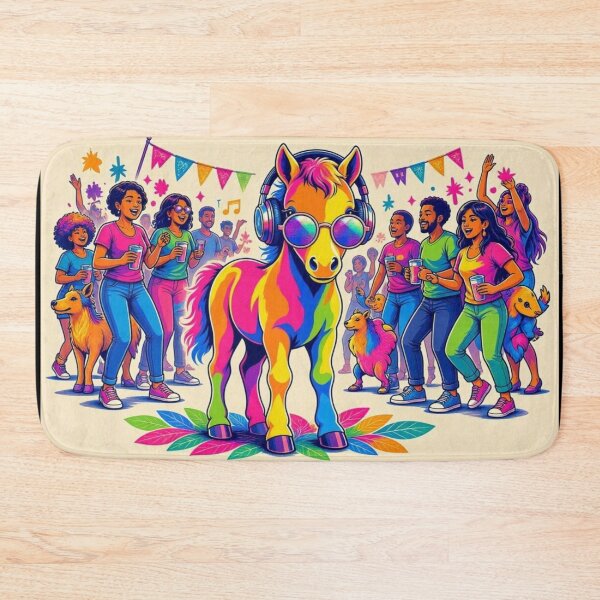 Item preview, Cool Rainbow Horse with Headphones at Music Party Pop Art - Tugy designed and sold by Breezes-of-Ida.