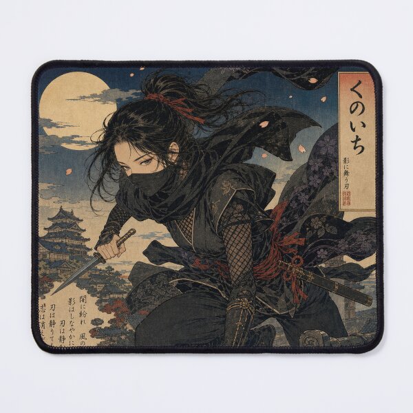 Item preview, Shadow of the Kunoichi - Moonlight Ninja Assassin Ukiyo-e Art designed and sold by whiteblackcat.
