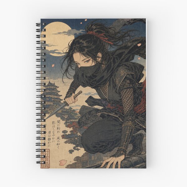 Item preview, Shadow of the Kunoichi - Moonlight Ninja Assassin Ukiyo-e Art designed and sold by whiteblackcat.