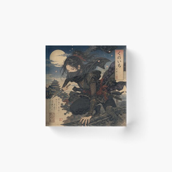 Item preview, Shadow of the Kunoichi - Moonlight Ninja Assassin Ukiyo-e Art designed and sold by whiteblackcat.